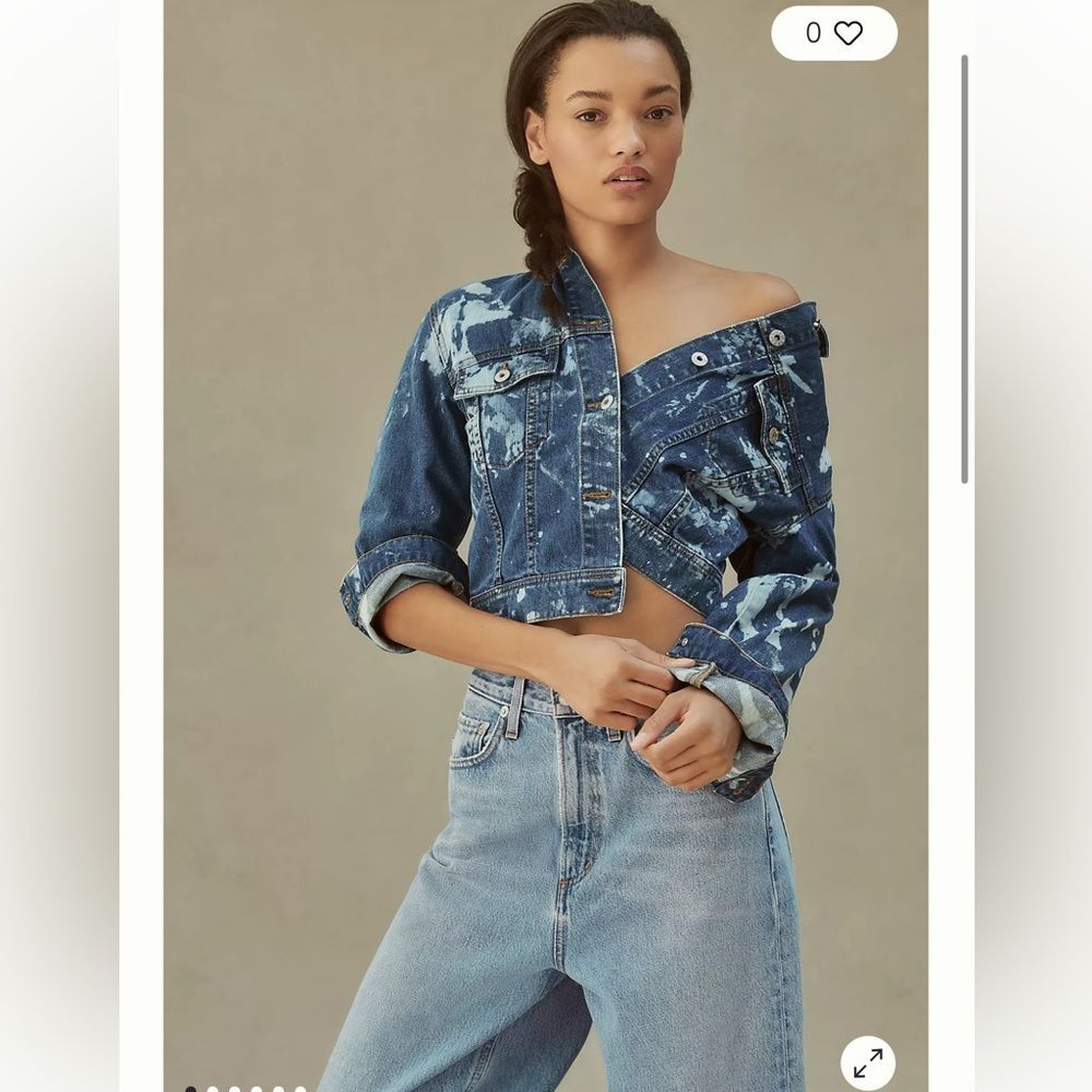 Anthropologie BB Dakota Kane Acid Wash Denim Jacket Women's Size Small NWT
